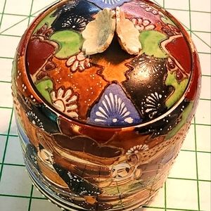 VINTAGE HAND PAINTED ASIAN TOBACCO/GINGER JAR